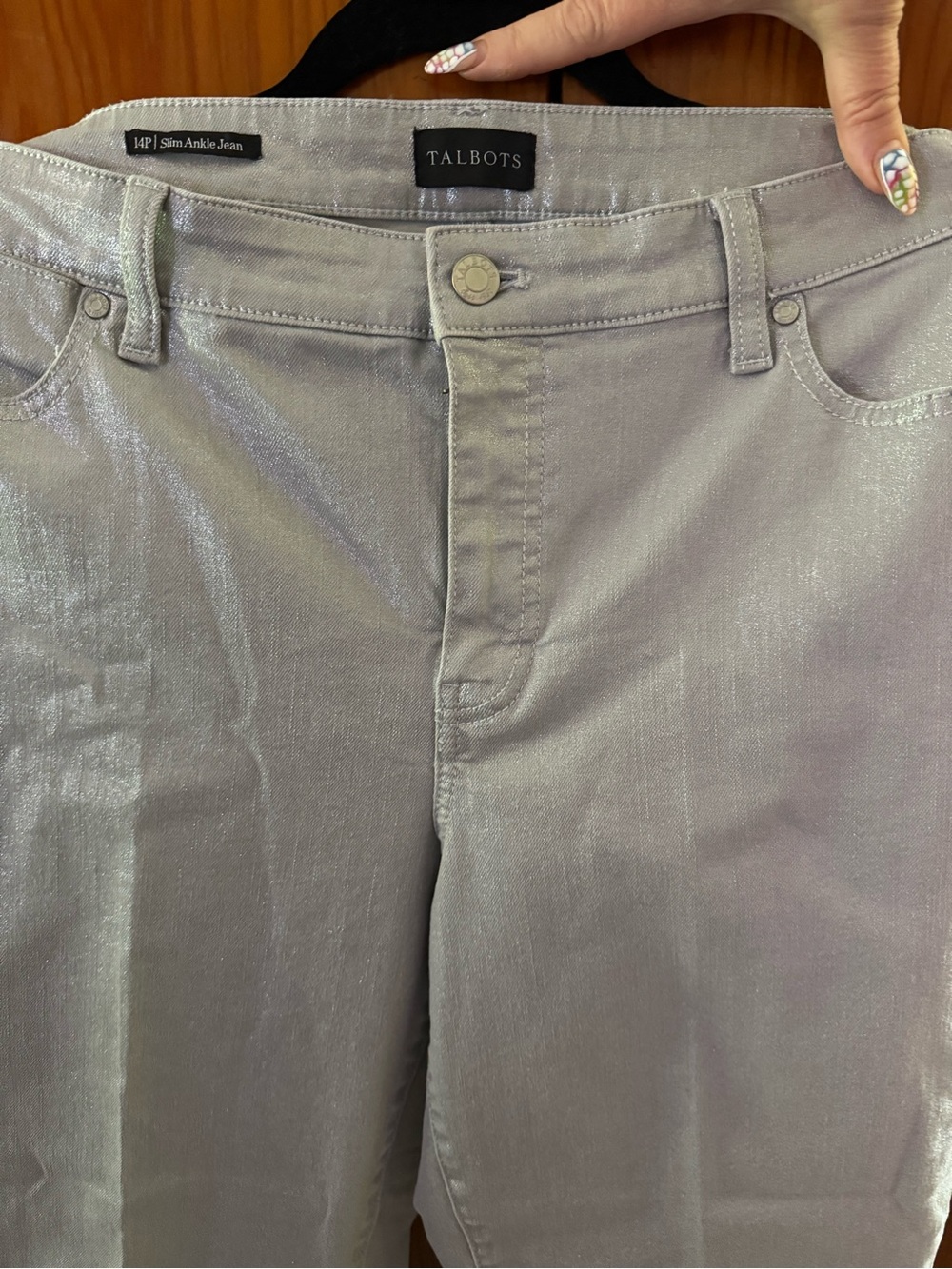 Talbots Metallic Silver Slim Ankle Jean - Women's - Picture 5 of 5
